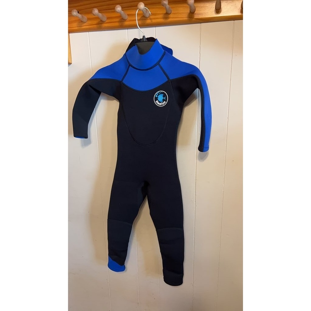 Realon Kids Full Body Blue & Black Neoprene Wetsuit Size S